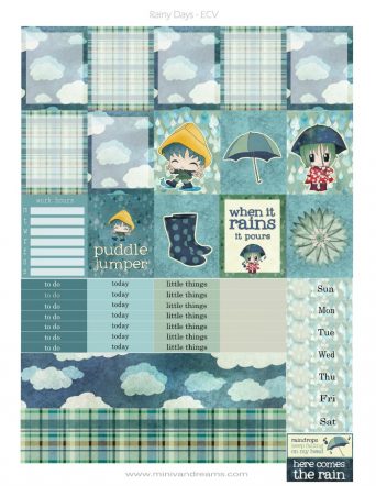 Free Printable Planner Stickers: Rainy Days | Mini Van Dreams
