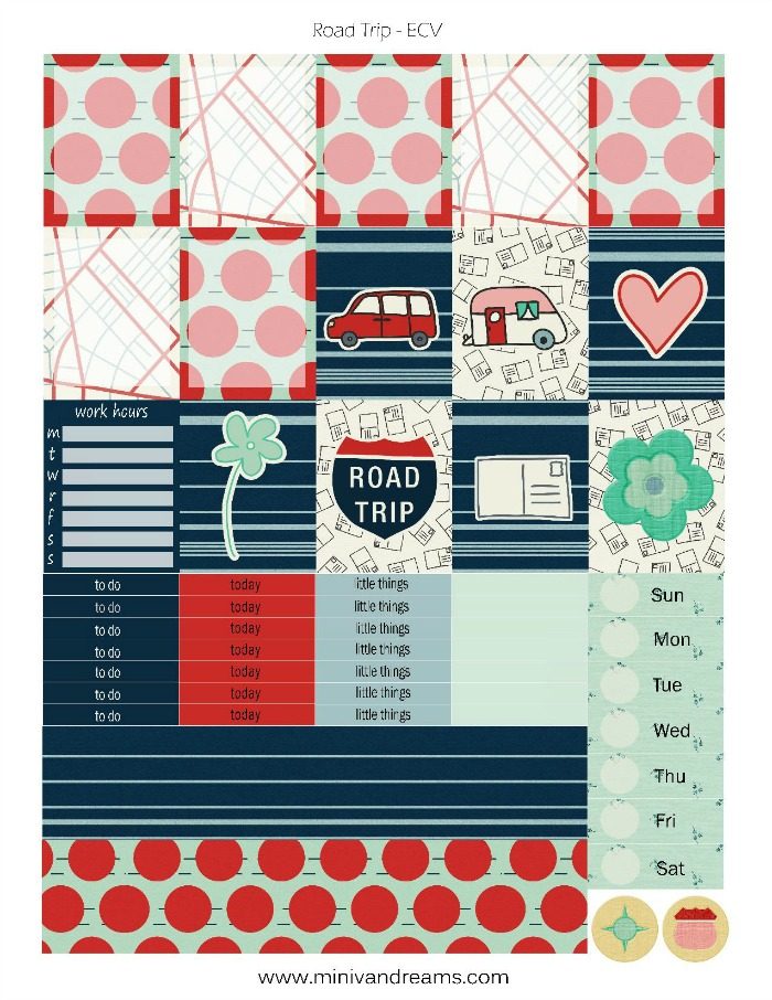 Free Printable Planner Stickers: Road Trip (ECV & HP) | Mini Van Dreams
