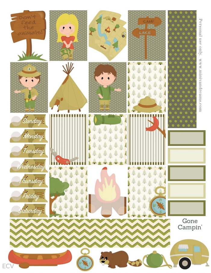 Gone Camping Free Printable Planner Stickers | City Girl, Farm Life