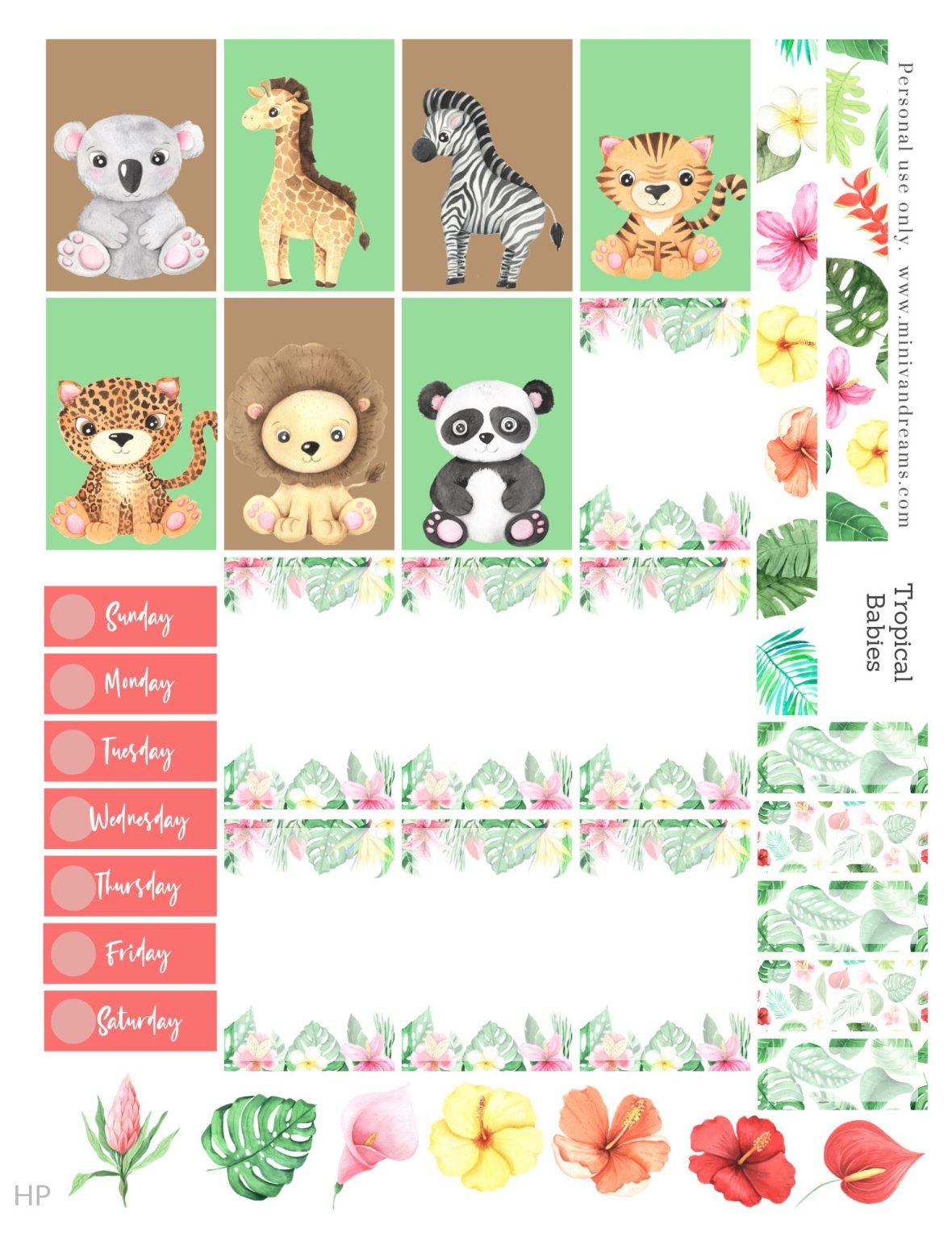 Tropical Babies Free Printable Planner Stickers | City Girl, Farm Life